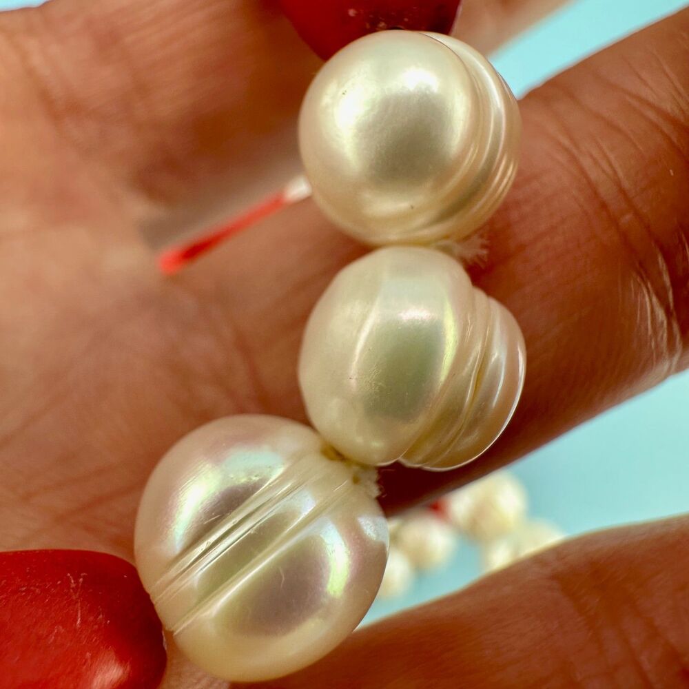 Vintage Red Stone Genuine Pearl Necklace Flapper 64" Knotted Statement Heavy - Picture 12 of 15
